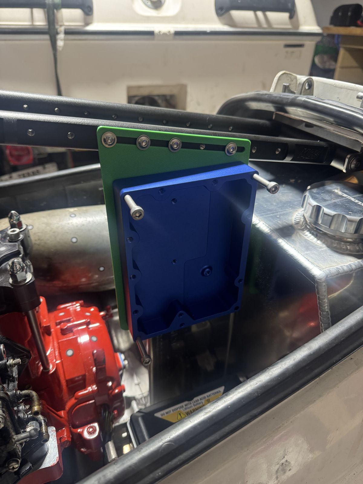 Enclosure fit-check in the engine bay