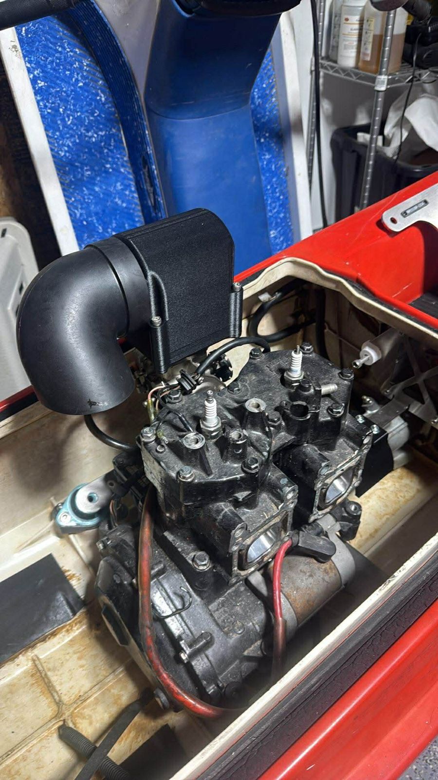 Printed intake fitted to a twin-cylinder engine